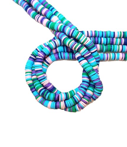 taffbeads Heishi 6 mm flache runde Polymer-Ton-Scheibe, weiche Keramikperlen für selbstgemachte Halsketten, Armbänder, Ohrringe, Schmuckherstellung (Blau und Rosa) von taffbeads
