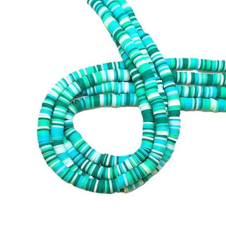taffbeads Heishi 6 mm flache runde Polymer-Ton-Scheibe, weiche Keramikperlen für selbstgemachte Halsketten, Armbänder, Ohrringe, Schmuckherstellung (Grün gemischt) von taffbeads