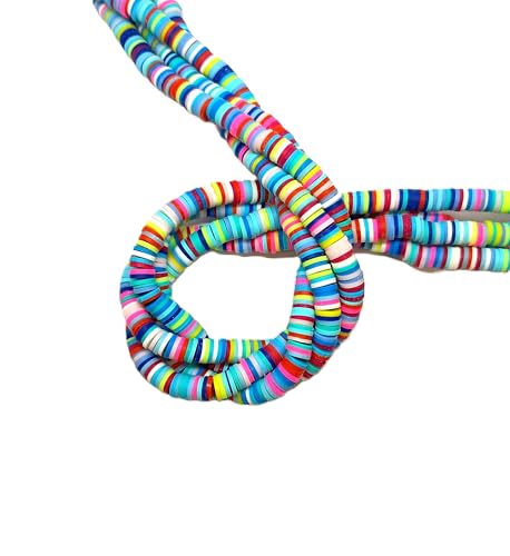 taffbeads Heishi 6 mm flache runde Polymer-Ton-Scheibe, weiche Keramikperlen für selbstgemachte Halsketten, Armbänder, Ohrringe, Schmuckherstellung (Regenbogen) von taffbeads
