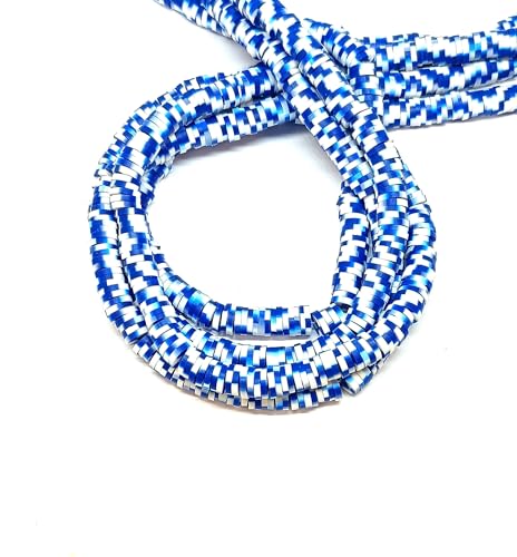 taffbeads Heishi 6 mm flache runde Polymer-Ton-Scheibe, weiche Keramikperlen für selbstgemachte Halsketten, Armbänder, Ohrringe, Schmuckherstellung (dunkelblau und weiß) von taffbeads