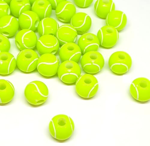 taffbeads Runde Acrylperlen, 12 mm, für Basketball, Baseball, Tennisball, für Schmuckherstellung und Bastelarbeiten (Baseball), 25 Stück von taffbeads