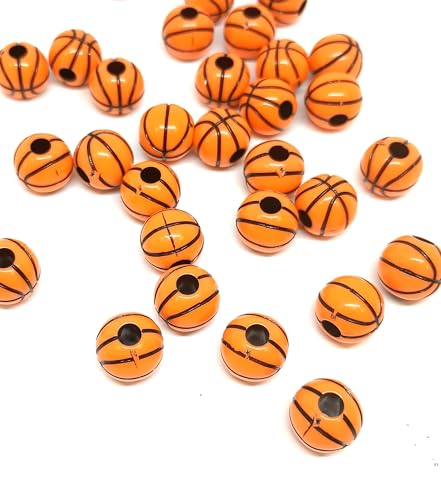 taffbeads Runde Acrylperlen, 12 mm, für Basketball, Baseball, Tennisball für Schmuckherstellung und Bastelarbeiten (Basketball), 12 mm, 25 Stück von taffbeads