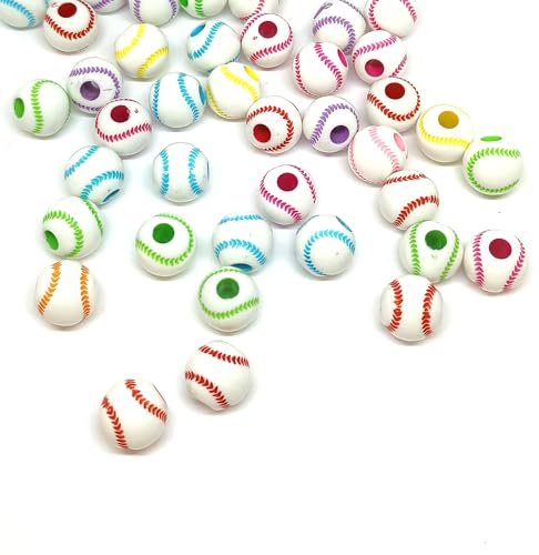 taffbeads Runde Acrylperlen, 12 mm, für Basketball, Baseball, Tennisball für Schmuckherstellung und DIY-Handwerk (Tennisball), 25 Stück von taffbeads