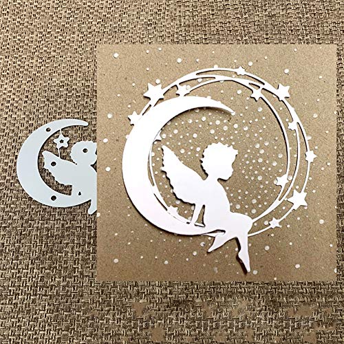 Stanzschablone Stanzform Engel auf dem Mond, Metall Stanzbögen Stanze Stanzrahmen Schablone zur Scrapbooking Karten Siber Stanzschablone Stanzform Engel auf dem Mond, Metall Stanzbögen Stanze Stanzrahmen Schablone zur Scrapbooking Karten Siber von tailor13me