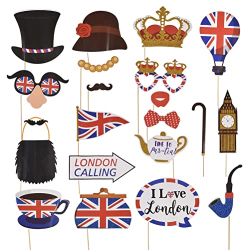 British Accessories Props – Partyzubehör für britische Flagge England Selfie Foto Requisiten British National Holiday Party Dekorationen 20 Stück von tairong