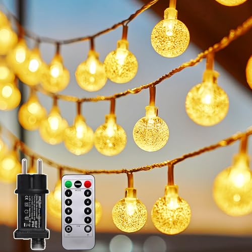 Kugel Lichterkette Indoor Outdoor Strom, 25M 200LED Outdoor Lichterkette Kugeln mit 8 Modi IP44 Wasserdicht, Partylichterkette Aussen und Innen mit Stecker, Ideal für Balkon, Pavillon,Garten von taiyongkang