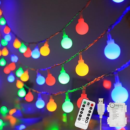 taiyongkang Lichterkette 3-in-1 Stromversorgung, 13M 100 Leds Lichterkette Batterie/Usb/strom (13M 100LED BUNT) von taiyongkang