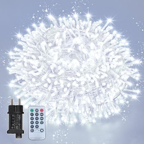Weiße LED Lichterkette 12m 100 LEDs Mit 5 Meter Stromkabel – Fernbedienung & Timer-Funktion, Für Innen & Außen, 8 Blinkmodi, Ideal Für Weihnachten, Hochzeit, Wohnzimmer & Dekoration von taiyongkang