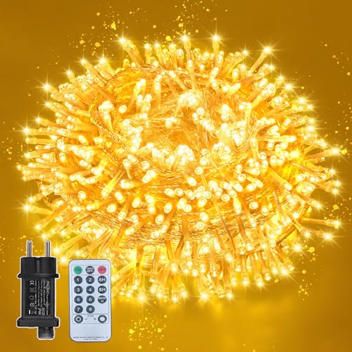 Weiße LED Lichterkette Stromkabel – Fernbedienung & Timer-Funktion, Für Innen & Außen, 8 Blinkmodi, Ideal Für Weihnachten, Hochzeit, Wohnzimmer & Dekoration (Warmweiß LED, 24M+5M) von taiyongkang