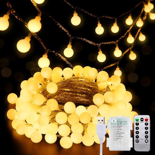 taiyongkang Lichterkette Innen, 6M 40LED Globe Lichterkette indoor, Batterie + USB betrieben, lichterkette warmweiß innen mit Timer und 8 Modi, für Weihnachten, Zimmer, Garten, Festliche Dekoration taiyongkang Lichterkette Innen, 6M 40LED Globe Lichterkette indoor, Batterie + USB betrieben, lichterkette warmweiß innen mit Timer und 8 Modi, für Weihnachten, Zimmer, Garten, Festliche Dekoration von taiyongkang