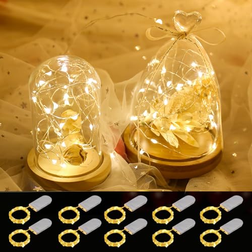 taiyongkang Mini Lichterkette 10 Stück Mit Batterie 2M 20 LED Knopfbatterie Wasserdicht IP65 Feenlichter Für Innen Außen Weihnachten Hochzeit Basteln DIY Dekoration von taiyongkang