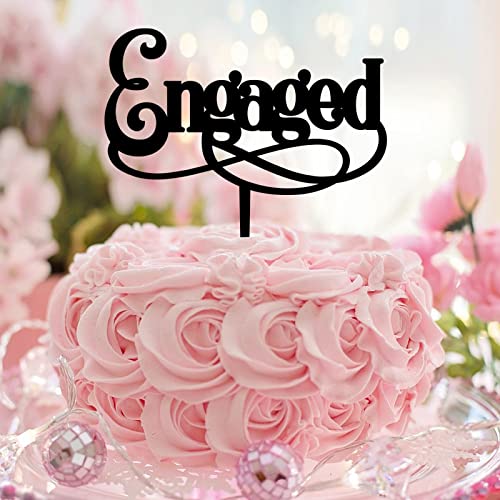 Hochzeitstortenaufsatz aus Acryl, schwarz, Brautparty, romantisch, Verlobungs-Kuchendekoration, personalisierbare Geschenke von taiyuanhangzhen