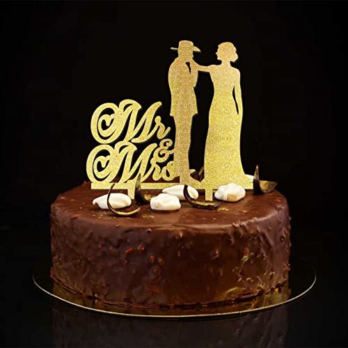 Mr and Mrs Hochzeitstortenaufsatz für Braut Braut Bräutigam Party Dekoration Hochzeit Geschenke für Paare Gold Glitter Mr and Mrs Hochzeitstortenaufsatz für Braut Braut Bräutigam Party Dekoration Hochzeit Geschenke für Paare Gold Glitter von taiyuanhangzhen