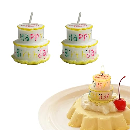 2 Stück Happy Birthday Kerze für Kuchen, weiße Kuchenform, Mini-Geburtstagskerzenaufsatz, Dekoration für Geburtstagsparty 2 Stück Happy Birthday Kerze für Kuchen, weiße Kuchenform, Mini-Geburtstagskerzenaufsatz, Dekoration für Geburtstagsparty von takemay
