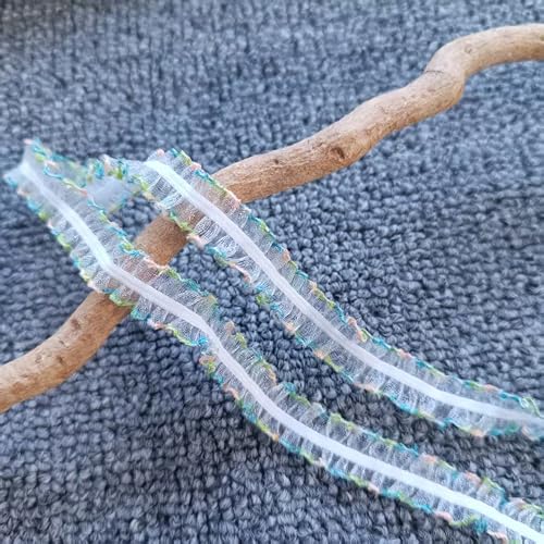 Spitzenband, 1 cm, blau-grün, Häkelstoff, Spitzenbesatz, dehnbar, elastische Doppel-Rüschenbänder zum Nähen, Scrapbooking, Geschenkverpackung, Bastelband, 9,1 m (Blaugrün) von takemay