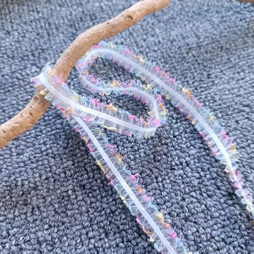 Spitzenband, 1 cm, blau-grün, Häkelstoff, Spitzenbesatz, dehnbar, elastische Doppel-Rüschenbänder zum Nähen, Scrapbooking, Geschenkverpackung, Bastelband, 9,1 m (Regenbogen) von takemay