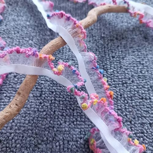 Spitzenband, Häkelstoff, Spitzenbesatz, dehnbar, elastisch, Doppel-Rüschenbänder zum Nähen, Scrapbooking, Geschenkverpackung, DIY, Bastelband, 9,1 m (Rosa) von takemay
