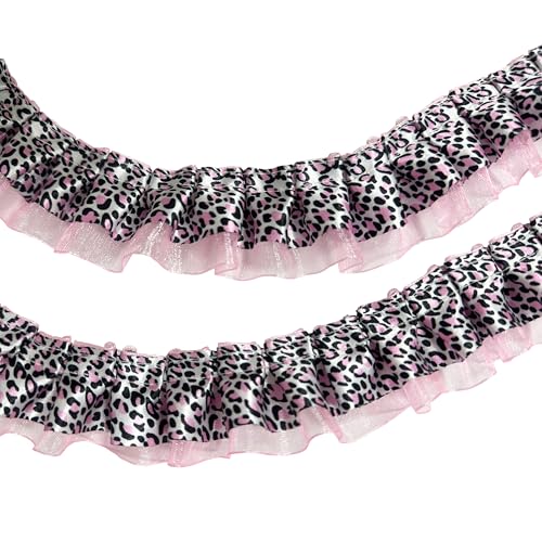 Spitzenband mit Leopardenmuster, 3,8 cm breit, 2-lagig, Satin, Organza, Spitzenrand, plissiert, Stoffband für Bastelarbeiten, Fotokarten, Kleid, Kopfbedeckung, Dekoration, Geschenkverpackung, 9,1 m Spitzenband mit Leopardenmuster, 3,8 cm breit, 2-lagig, Satin, Organza, Spitzenrand, plissiert, Stoffband für Bastelarbeiten, Fotokarten, Kleid, Kopfbedeckung, Dekoration, Geschenkverpackung, 9,1 m von takemay