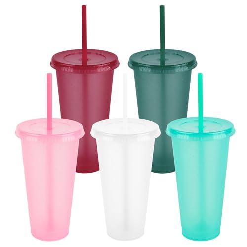 5 Stück Bunte wiederverwendbare Kunststoffbecher mit Deckel und Trinkhalmen, 24oz Trinkbecher,bruchsicher, für Partys, Camping und Kinder,Plastikbecher Smoothie Kaffee Becher To Go Reisebecher Tasse 5 Stück Bunte wiederverwendbare Kunststoffbecher mit Deckel und Trinkhalmen, 24oz Trinkbecher,bruchsicher, für Partys, Camping und Kinder,Plastikbecher Smoothie Kaffee Becher To Go Reisebecher Tasse von talifoca