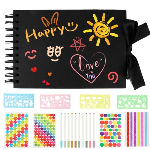 Fotoalbum zum Selbstgestalten, Scrapbook 80 Seiten Fotobuch 21.5×15cm mit Schablonen Aufkleber, DIY Fotobuch Schwarze, Fotoalbum Mit 80 Seiten Scrapbook, Für Geburtstag, Hochzeit Fotoalbum zum Selbstgestalten, Scrapbook 80 Seiten Fotobuch 21.5×15cm mit Schablonen Aufkleber, DIY Fotobuch Schwarze, Fotoalbum Mit 80 Seiten Scrapbook, Für Geburtstag, Hochzeit von talifoca