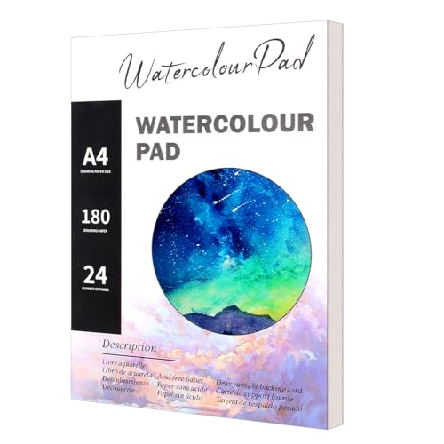 Aquarellpapier Block A4, 24 Blatt Aquarellpapier 300GSM, Kaltgepresste Textur, Aquarell Skizzenbuch zum Malen, Zeichnen, Skizzieren und Mischtechnik Aquarellpapier Block A4, 24 Blatt Aquarellpapier 300GSM, Kaltgepresste Textur, Aquarell Skizzenbuch zum Malen, Zeichnen, Skizzieren und Mischtechnik von tallkeey