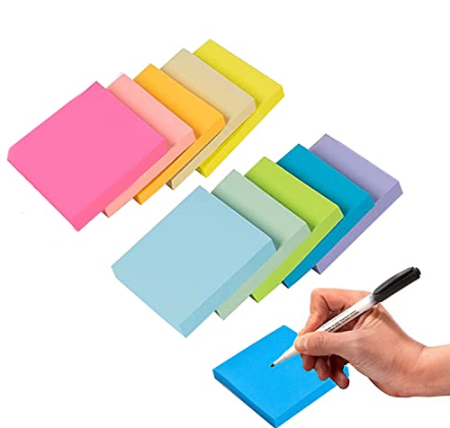 Tangger 10 bunte Haftnotizen Haftnotizblöcke jeweils 100 Klebezettel Sticky Notes in 10 bunten Farben für Unterricht Büro oder Haushalt mehrmaliges(76 x 76x100 mm) von tangger
