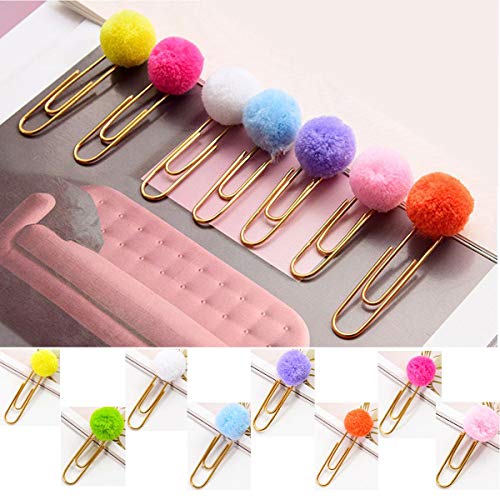 Tangger 16 PCS Büroklammer Plüsch Lesezeichen,Kreatives Schönes Mädchen Lesezeichen Zum Dekorieren von DIY Oder Markieren,8 Farben von tangger