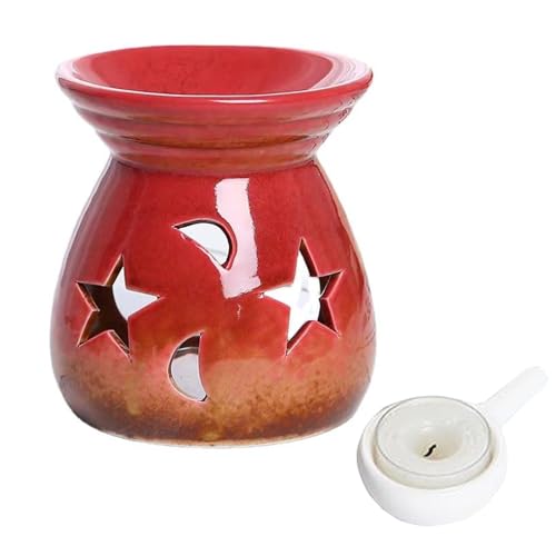 Tangger Duftlampe für ätherische Duftlicht Teelicht mit Kerzenhalter Duftlampe Keramik duftöl Lampe duftlampe wachs duftwachs Lampe Keramik-Duftlampe Aroma-Diffusor stövchen für duftöle(rot) von tangger