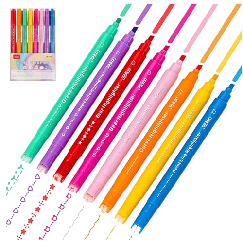 Kurvenstifte, 8 Stück Curve Textmarker Set Doppelspitze Stifte mit 8 Verschiedenen Kurvenformen und Farben Marker Pastell für Feine Und Dicke Striche Kurven Notizstifte für Scrapbook Journaling Kurvenstifte, 8 Stück Curve Textmarker Set Doppelspitze Stifte mit 8 Verschiedenen Kurvenformen und Farben Marker Pastell für Feine Und Dicke Striche Kurven Notizstifte für Scrapbook Journaling von taobosec