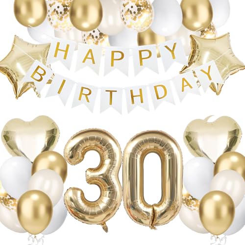 30 Geburtstagsdeko Gold, Folienballon 30 Happy Birthday Banner Hellgold Stern Herz Luftballons Sandweiß Gold Geburtstag Deko Konfetti Balloons fü Jahre Männer Frauen 30 Geburtstagsdeko Gold, Folienballon 30 Happy Birthday Banner Hellgold Stern Herz Luftballons Sandweiß Gold Geburtstag Deko Konfetti Balloons fü Jahre Männer Frauen von tarumedo