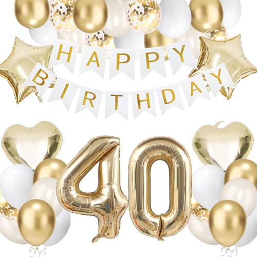 40 Geburtstagsdeko Gold, Folienballon 40 Happy Birthday Banner Hellgold Stern Herz Luftballons Sandweiß Gold Geburtstag Deko Konfetti Balloons fü Jahre Männer Frauen 40 Geburtstagsdeko Gold, Folienballon 40 Happy Birthday Banner Hellgold Stern Herz Luftballons Sandweiß Gold Geburtstag Deko Konfetti Balloons fü Jahre Männer Frauen von tarumedo