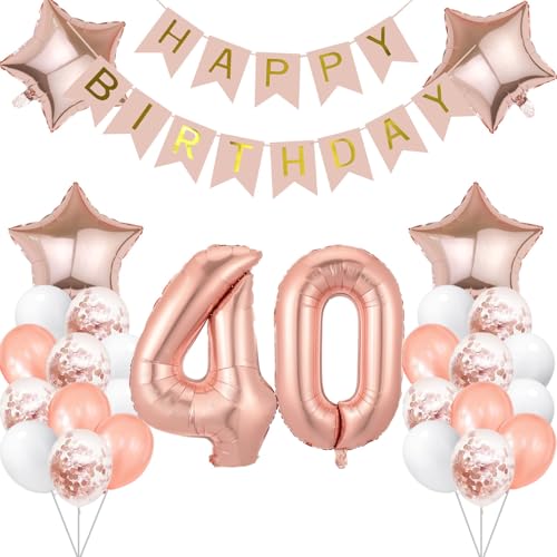 40 Jahr Geburtstag Roségold, Geburtstagsdeko 40 Jahr Luftballon 40. Folienballon Zahl 40 Happy Birthday Banner Konfetti Balloon Ballon 40 Deko zum Geburtstag Frauen Mädchen 40 Jahr Geburtstag Roségold, Geburtstagsdeko 40 Jahr Luftballon 40. Folienballon Zahl 40 Happy Birthday Banner Konfetti Balloon Ballon 40 Deko zum Geburtstag Frauen Mädchen von tarumedo