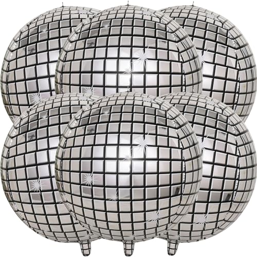 6 Stück Discokugel Luftballons, 22 Zoll Groß 4D Rund Folienballons Helium Folie Ballons für Geburtstags Baby Shower Hochzeits Karneval Party Dekoration 6 Stück Discokugel Luftballons, 22 Zoll Groß 4D Rund Folienballons Helium Folie Ballons für Geburtstags Baby Shower Hochzeits Karneval Party Dekoration von tarumedo