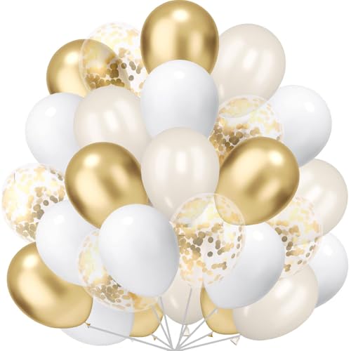 60 Stück Luftballons Gold Weiß, Metallic Golden Luftballon Konfetti Ballons Weißsand Latexballons für Hochzeit Kinder Geburtstag Taufe Boho Party Dekoration 60 Stück Luftballons Gold Weiß, Metallic Golden Luftballon Konfetti Ballons Weißsand Latexballons für Hochzeit Kinder Geburtstag Taufe Boho Party Dekoration von tarumedo