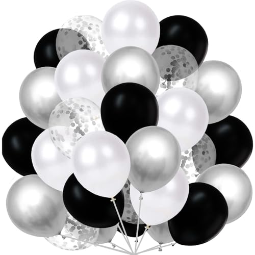 60 Stück Luftballons Silber Weiß Schwarz, Metallic Silber Latexballons Konfetti Ballons Helium Balloons für Hochzeit Kinder Geburtstag Taufe Party Dekoration 60 Stück Luftballons Silber Weiß Schwarz, Metallic Silber Latexballons Konfetti Ballons Helium Balloons für Hochzeit Kinder Geburtstag Taufe Party Dekoration von tarumedo