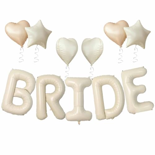 BRIDE Luftballon, 16 Zoll Creme Bride Ballons Cremeweiß Bride Buchstaben Folienballon mit Herz Stern Folienballon für Bachelorette Party Hochzeit Deko BRIDE Luftballon, 16 Zoll Creme Bride Ballons Cremeweiß Bride Buchstaben Folienballon mit Herz Stern Folienballon für Bachelorette Party Hochzeit Deko von tarumedo