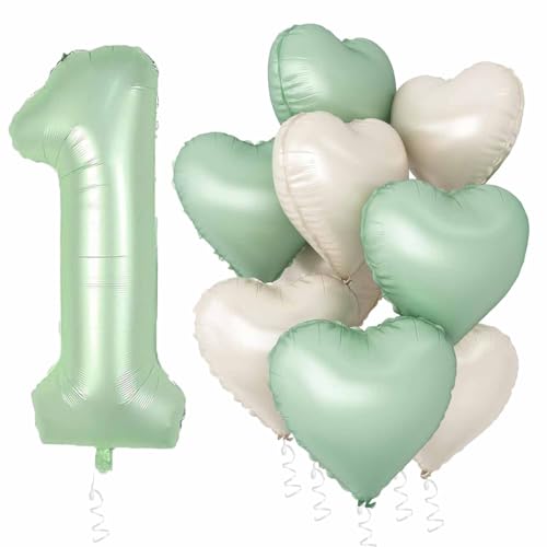 Folienballon Zahl 1 Salbeigrün, 40 Zoll Grün 1 Zahlenballon with Herz Ballon Creme Heliumfolie Luftballons Green Balloons für Mädchen Junge 1st Geburtstags Party Baby Shower Deko Folienballon Zahl 1 Salbeigrün, 40 Zoll Grün 1 Zahlenballon with Herz Ballon Creme Heliumfolie Luftballons Green Balloons für Mädchen Junge 1st Geburtstags Party Baby Shower Deko von tarumedo