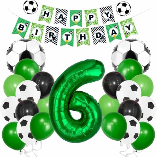 Fußball Luftballon 6. Geburtstag, Grün Helium Ballon Kinder 6 Jahre Folienballon Junge 6. Fussball Geburtstagsdeko Kindergeburtstag Party Deko 6. Birthday (grün fußball 6) von tarumedo