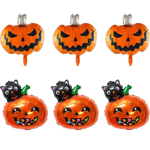 Halloween Folienballon, 6 Stück Groß Kürbis Gruselig Luftballon Kürbis Foilen Luftballons Halloween Party Helium Ballon für Kinder Geburtstag Party Deko Halloween Folienballon, 6 Stück Groß Kürbis Gruselig Luftballon Kürbis Foilen Luftballons Halloween Party Helium Ballon für Kinder Geburtstag Party Deko von tarumedo