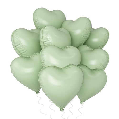 Herz Folienballon Grün, 10 Stück 18 Zoll Salbeigrün Herz Folien Luftballons Heliumfolie Herzförmige Ballons für Geburtstag Babyparty Hochzeit Verlobung Valentinstag Dekorationen Herz Folienballon Grün, 10 Stück 18 Zoll Salbeigrün Herz Folien Luftballons Heliumfolie Herzförmige Ballons für Geburtstag Babyparty Hochzeit Verlobung Valentinstag Dekorationen von tarumedo