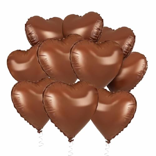 Herz Folienballon Weiß Creme, 10 Stück 18 Zoll Beige Herz Folien Luftballons Heliumfolie Herzförmige Ballons für Geburtstag Babyparty Hochzeit Verlobung Valentinstag Dekorationen (braun) von tarumedo