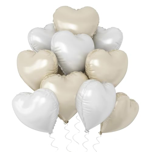 Herz Folienballon Weiß Creme, 10 Stück 18 Zoll Beige Herz Folien Luftballons Heliumfolie Herzförmige Ballons für Geburtstag Babyparty Hochzeit Verlobung Valentinstag Dekorationen Herz Folienballon Weiß Creme, 10 Stück 18 Zoll Beige Herz Folien Luftballons Heliumfolie Herzförmige Ballons für Geburtstag Babyparty Hochzeit Verlobung Valentinstag Dekorationen von tarumedo