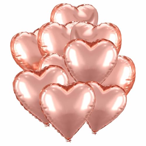 Herz Folienballons, 10 Stück Herz Helium Luftballons Heliumballon Herzen Rosegold Herzluftballons Herzform Folienluftballon Herzballons für Geburtstag Hochzeit Brautdusche Valentinstag von tarumedo
