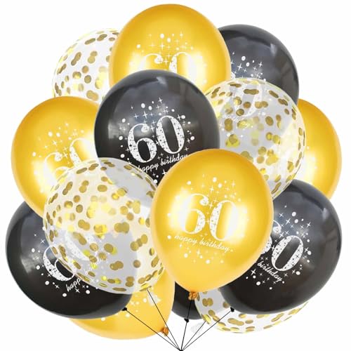 Luftballon 18 Geburtstag, 15 Stück 18 Geburtstag Deko Junge Mädchen Schwarz Gold Deko Happy Birthday Ballons Konfetti Luftballons Birthday Party Deko (Schwarz Gold 60) von tarumedo