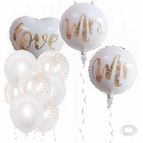 Luftballons Hochzeit, Mr & Mrs Ballon Weiß Herz Folienballon Weiße Gold Ballons Hochzeitsballon für Heiratsantrag Hochzeiten Anniversary Valentinstag Party Luftballons Hochzeit, Mr & Mrs Ballon Weiß Herz Folienballon Weiße Gold Ballons Hochzeitsballon für Heiratsantrag Hochzeiten Anniversary Valentinstag Party von tarumedo