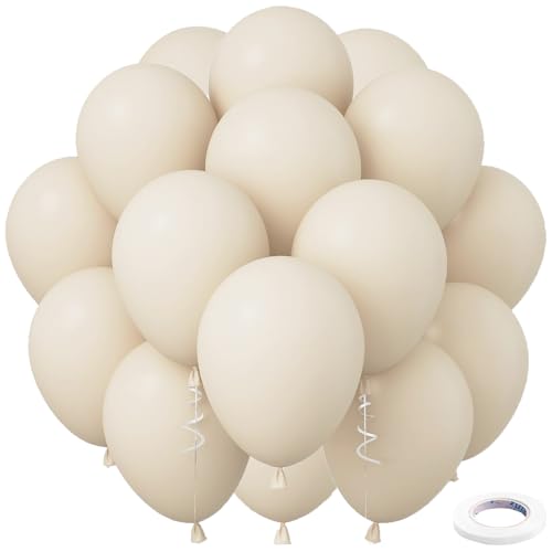 Luftballons Sandweiß, 50 Stück Latex Luftballons Matt Beige Ballons Sand Weiss Heliumballons Creme Balloons Für Ballonbogen Babyparty Hochzeit Abschluss Partydeko 12 Zoll (Sandweiß) von tarumedo