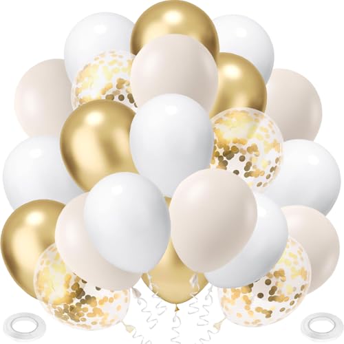 Luftballons Sandweiß Gold, 60 Stück Beige Weiß Luftballon Mattweiß Metallic Gold Helium Ballon Konfetti Latex Ballons für Taufe Geburtstag Hochzeit Baby Shower Party Luftballons Sandweiß Gold, 60 Stück Beige Weiß Luftballon Mattweiß Metallic Gold Helium Ballon Konfetti Latex Ballons für Taufe Geburtstag Hochzeit Baby Shower Party von tarumedo