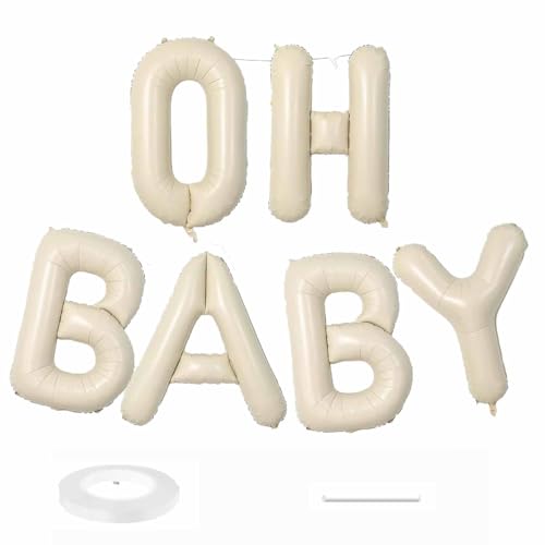 OH BABY Luftballon, 16 Zoll Creme Oh Baby Balloons Cremeweiß OH BABY Buchstaben Foilballons für Junge Mädchen Babyparty Baby Shower Deko OH BABY Luftballon, 16 Zoll Creme Oh Baby Balloons Cremeweiß OH BABY Buchstaben Foilballons für Junge Mädchen Babyparty Baby Shower Deko von tarumedo