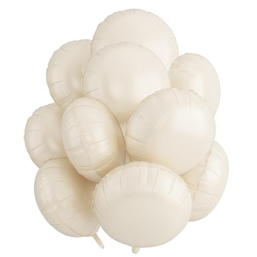 Runde Folienballons Blau, 10 Stück 18 Zoll Blaue Rounder Folien Luftballons Rundluftballons Heliumballon Round Ballons für Geburtstag Babyparty Hochzeit Verlobung Dekorationen (Creme) von tarumedo