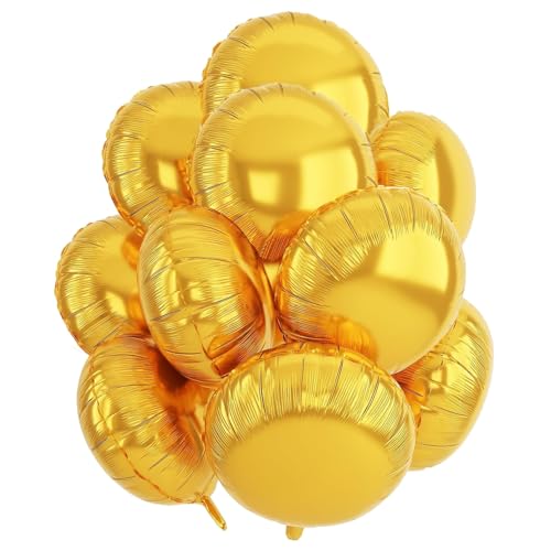 Runde Folienballons Blau, 10 Stück 18 Zoll Blaue Rounder Folien Luftballons Rundluftballons Heliumballon Round Ballons für Geburtstag Babyparty Hochzeit Verlobung Dekorationen (Gold) von tarumedo